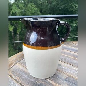 Brown Dip Pottery Jug Pitcher 1940s